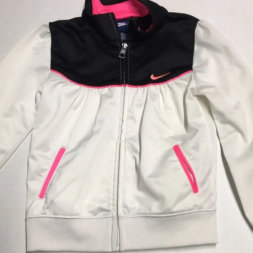 Nike White, Black & Hot Pink Girls' Athletic Zip Jacket size 6x